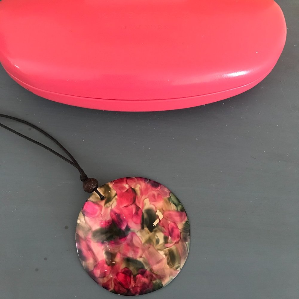 Hand painted Pendant Necklace w/ Adjustable Strap